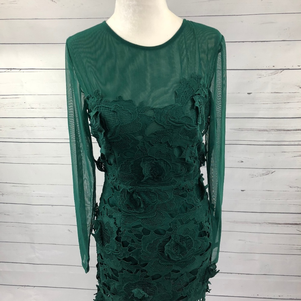 👻 Green lace sheer bodycon dress